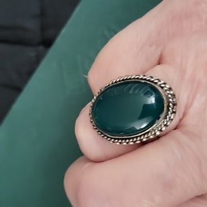 Green Agate Sterling Silver Ring